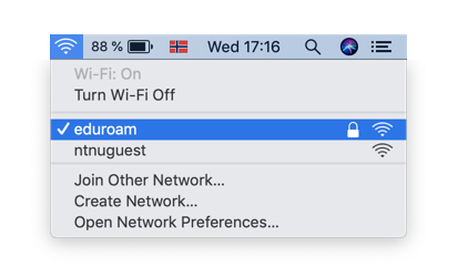 Click on the wifi-symbol and then select Eduroam